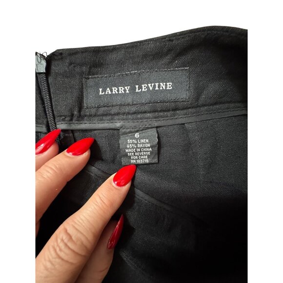Larry Levine Black Linen Blend Skirt Size 6 Classic Office Basic Layered Sexy - Picture 4 of 4